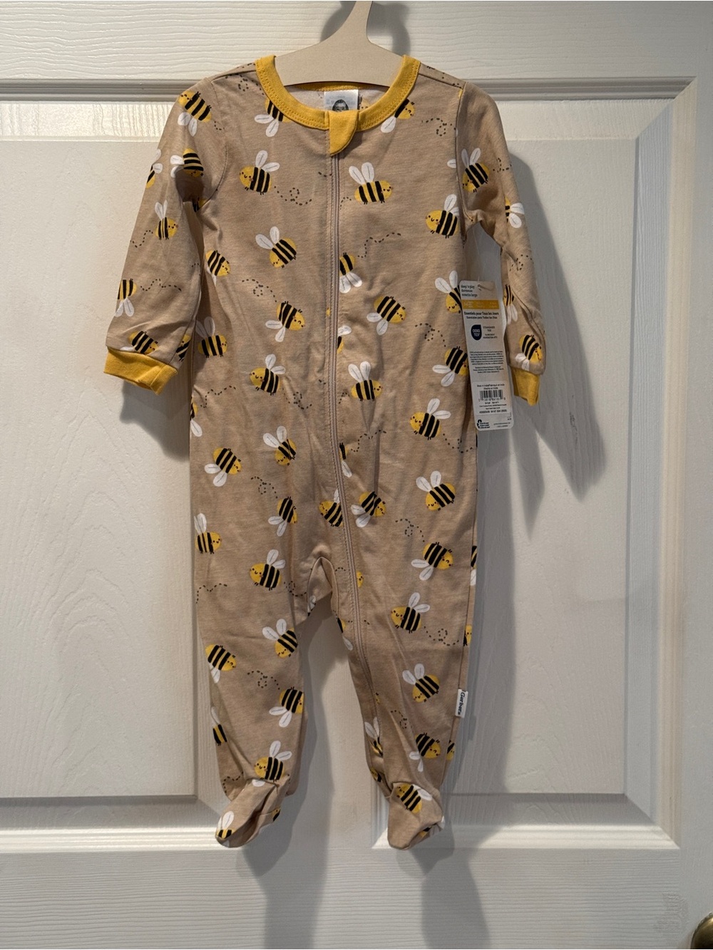 Gerber Baby Bee-Print Zipper One-Piece Footie Sleep & Play Pajamas 3-6M
